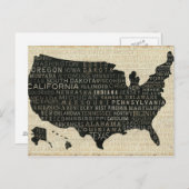 米国地図 ポストカード (正面/裏面)