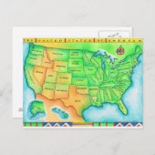 米国地図 ポストカード (正面/裏面)