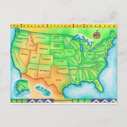 米国地図 ポストカード (正面)