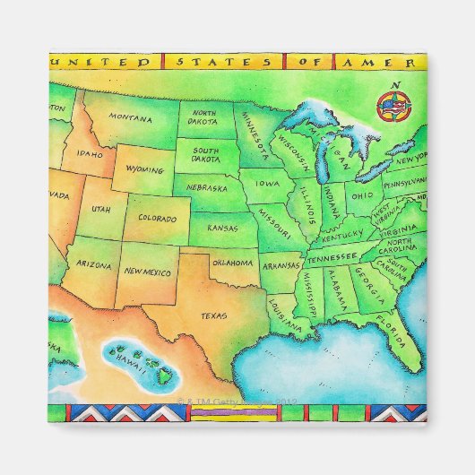 米国地図 マグネット (正面)