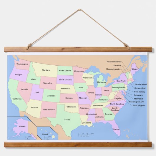 米国地図 吊り下げ型タペストリー (正面)