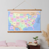 米国地図 吊り下げ型タペストリー (寝室)