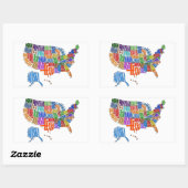 米国地図 長方形シール (シート)