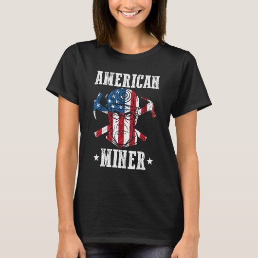 米国地雷鉱山米国鉱山労働者 Tシャツ (正面)
