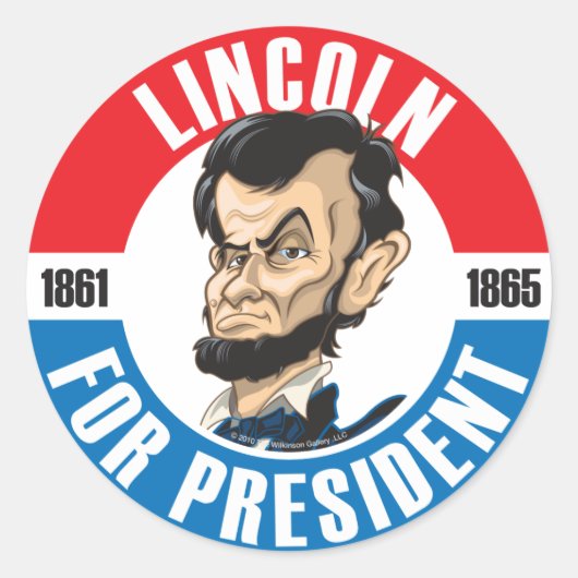 米国大統領向けキャンペーン・ボタン： #16 Lincoln ラウンドシール (正面)