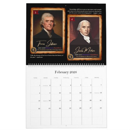 米国大統領履歴引用文カレンダー カレンダー (2月 2026)