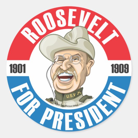 米国大統領選挙運動ステッカー： #26 Roosevelt ラウンドシール (正面)