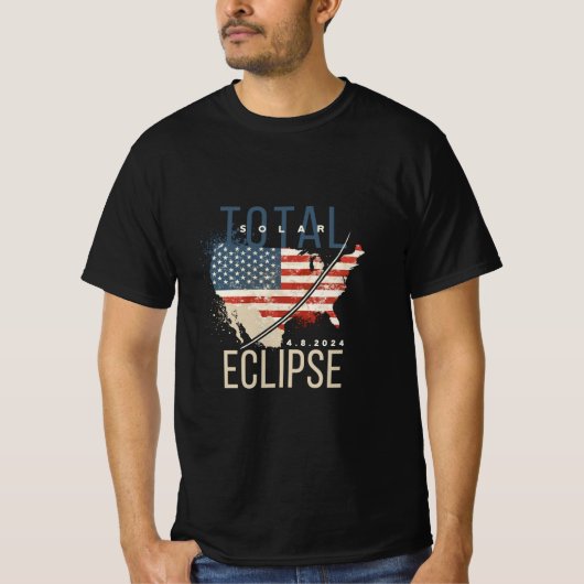 米国太陽ののECLIPSE 4.8.2023の地図動揺して Tシャツ (正面)