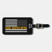 米国太陽の皆既食2024年4月8日米国国旗 ラゲッジタグ (正面横)