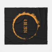 米国太陽の皆既食2024年4月8日 フリースブランケット (正面(横))