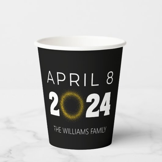 米国太陽の皆既食2024年4月8日 紙コップ (正面)