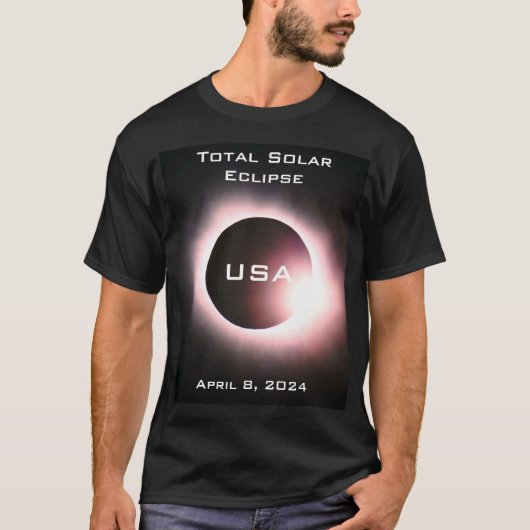 米国太陽の皆既食2024年4月8日 Tシャツ (正面)