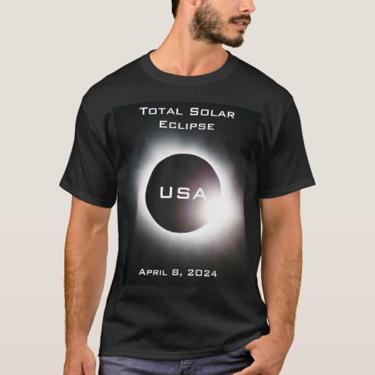 米国太陽の皆既食2024年4月8日 Tシャツ (正面)