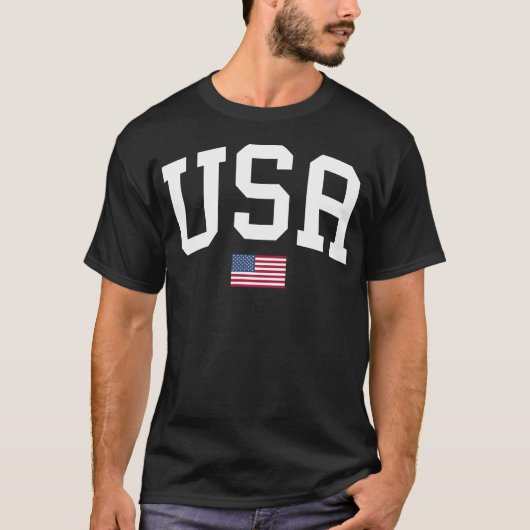 米国女性愛国心ユニセックス強アメリカ国旗7月 Tシャツ (正面)