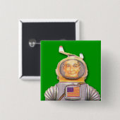 米国宇宙飛行士おもちゃロボットの四角ボタン 缶バッジ (正面&裏面)