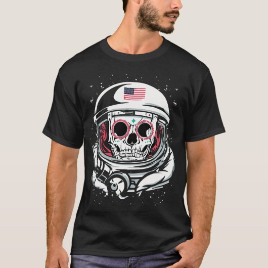 米国宇宙飛行士ヘルメットスカルの死の日 Tシャツ (正面)