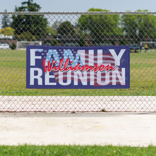 米国家族懇親会赤白青米国国旗 横断幕 (インサイチュ)