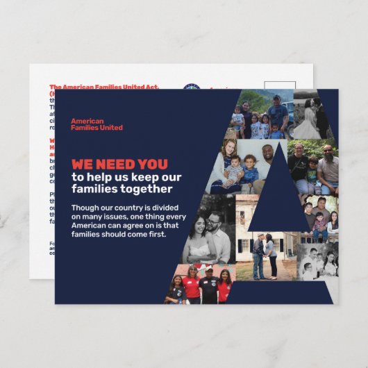 米国家族統一されたの上院議員へのポストカード ポストカード (正面/裏面)