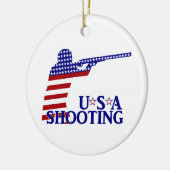 米国射撃、 発砲（赤白・青銃） セラミックオーナメント (左)