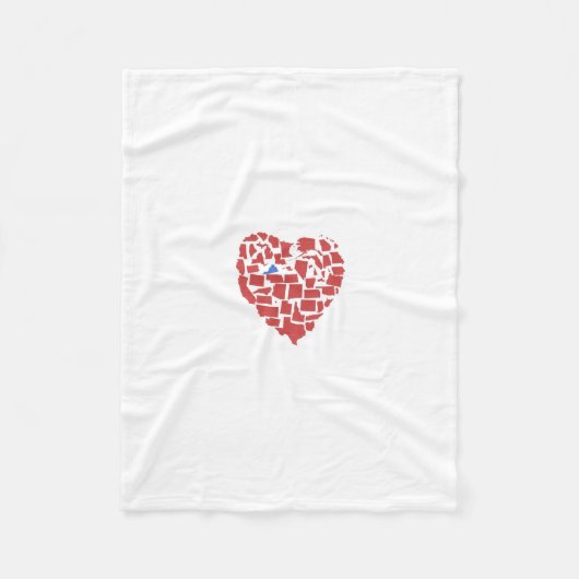 米国州のハートのモザイクヴァージニアの赤 フリースブランケット (正面)