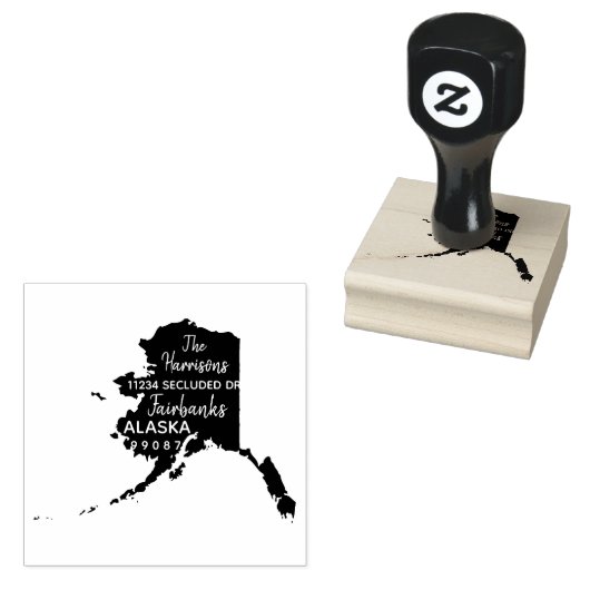 米国州アラスカ地図差出人住所ウッドアート ラバースタンプ (押印)
