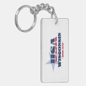 米国州ウィスコンシンモノグラムアクリルキーチェーン キーホルダー (正面左)