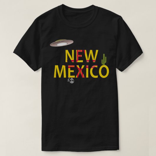 米国州ニューメイコギフトティー国旗UFOとエイリアンPr Tシャツ (デザイン正面)