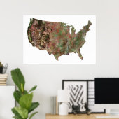 米国州衛星地図統一された ポスター (ホームオフィス)