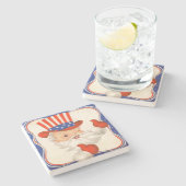 米国市民クロースの愛国心が強いクリスマス ストーンコースター (横)