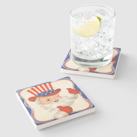 米国市民クロースの愛国心が強いクリスマス ストーンコースター (横)