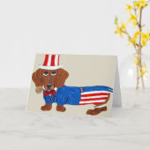 米国市民スーツのダックスフント カード (黄色い花)