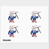 米国市民プラカードの投票永続的な漫画 楕円形シール (シート)