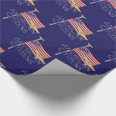 米国市民国旗、青い贈り物ラップ ラッピングペーパー (角)