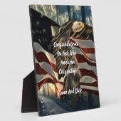 米国市民権イーグルアメリカ国旗 フォトプラーク (側面)