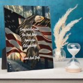 米国市民権イーグルアメリカ国旗 フォトプラーク (側面)