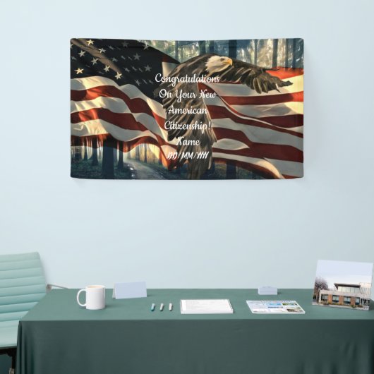 米国市民権イーグル米国国旗 横断幕 (トレードショー)