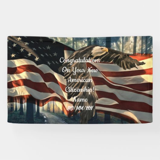 米国市民権イーグル米国国旗 横断幕 (横)