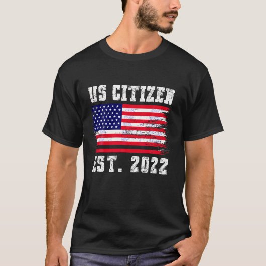 米国市民権EST 2022移民誇りを持ったアメリカF Tシャツ (正面)