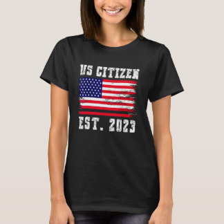 米国市民権EST. 2023移民誇りを持ったアメリカ人 Tシャツ