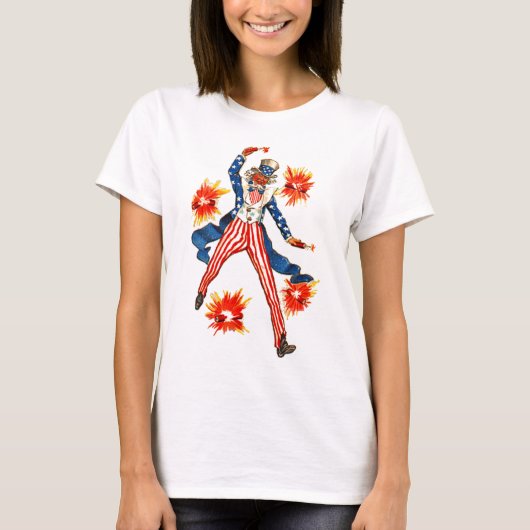 米国市民花火の7月4日の愛国心が強いヴィンテージ Tシャツ (正面)