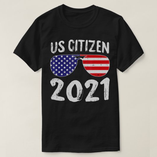 米国市民2021年7月アメリカカッコいい国旗の日の4日 Tシャツ (デザイン正面)