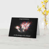 米国市民、花火の誕生おめでとう カード (黄色い花)