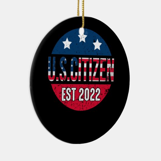 米国市民Est 2022アメリカ移民 セラミックオーナメント (右)
