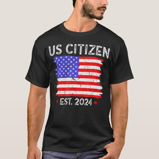 米国市民Est 2024米国国旗アメリカ移民Cit Tシャツ (正面)