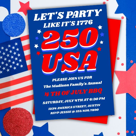 米国建国250周年パーティー招待状 1776 招待状