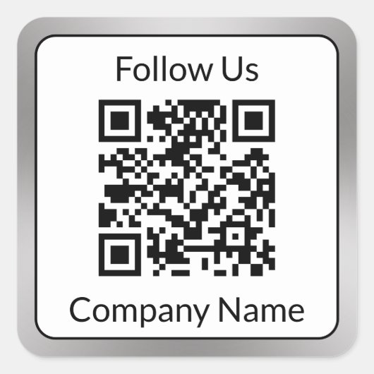 米国後を追白黒シルバー事業名QRCode スクエアシール (正面)