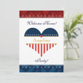 米国愛国ハートウェルカムホームパーティー招待状 招待状 (スタンド正面)