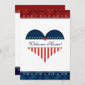 米国愛国ハートウェルカムホームパーティー招待状 招待状 (正面/裏面)