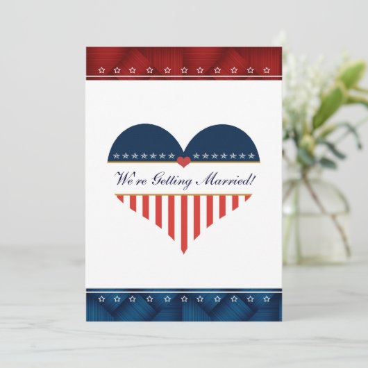 米国愛国ハート軍隊結婚式招待状 招待状 (スタンド正面)