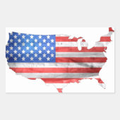 米国愛国国旗の地図 長方形シール (正面)
